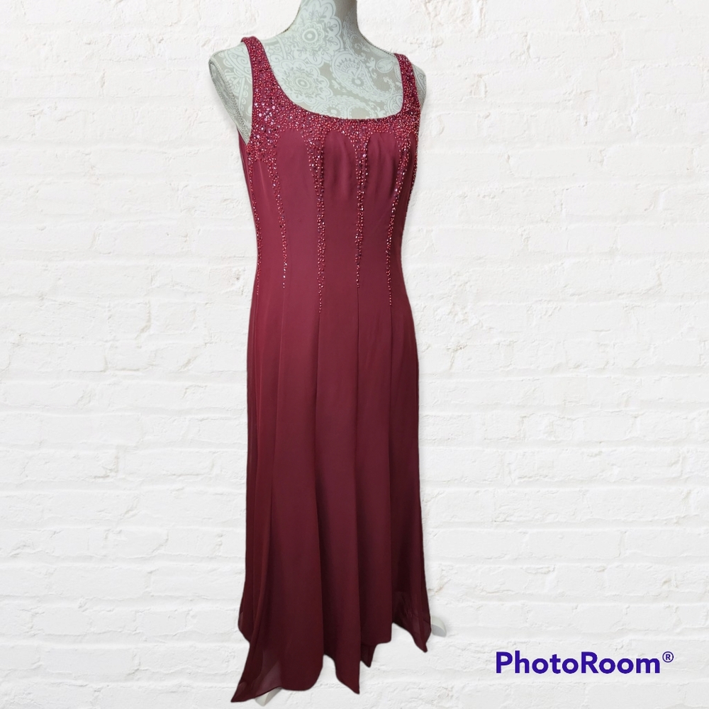 Chadwick's Formal Red Sequined Holiday Dress Size 8